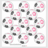 schattige roze zwarte voetballers sticker (Vel)