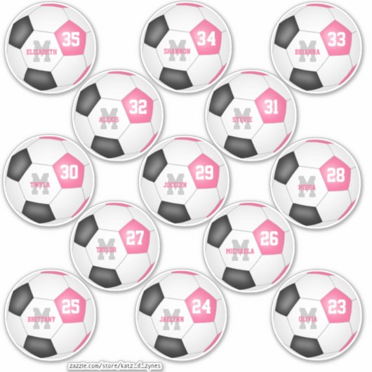 schattige roze zwarte voetballers sticker (Voorkant)