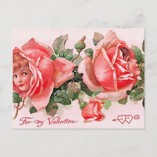 schattige  rozen kinder Valentijn Briefkaart (Voorkant)