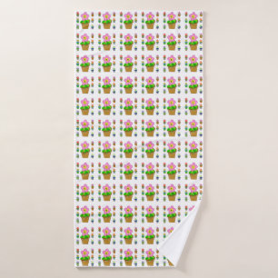 Schattige Rozige Posy Potted Bloemen Herhalend Pat Badhanddoek