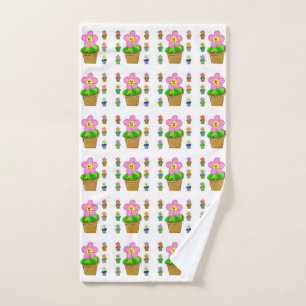 Schattige Rozige Posy Potted Bloemen Herhalend Pat Handdoek