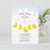 Schattige Rubber Duck Baby Douche Uitnodigingen (Staand voorkant)