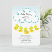 Schattige Rubber Duck Baby Douche Uitnodigingen (Staand voorkant)