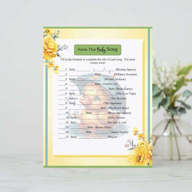 Schattige Rubber Duck Baby shower Baby Song spel (Staand voorkant)