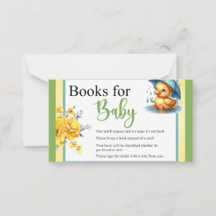 Schattige Rubber Duck Baby shower Boeken voor Baby Notitiekaartje