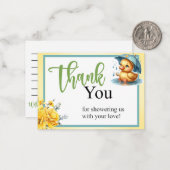 Schattige Rubber Duck Baby shower Dank u Nota Kaar Notitiekaartje (Voorkant / Achterkant in situ)