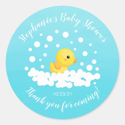 Schattige Rubber Duck Baby shower Favor Sticker (Voorkant)