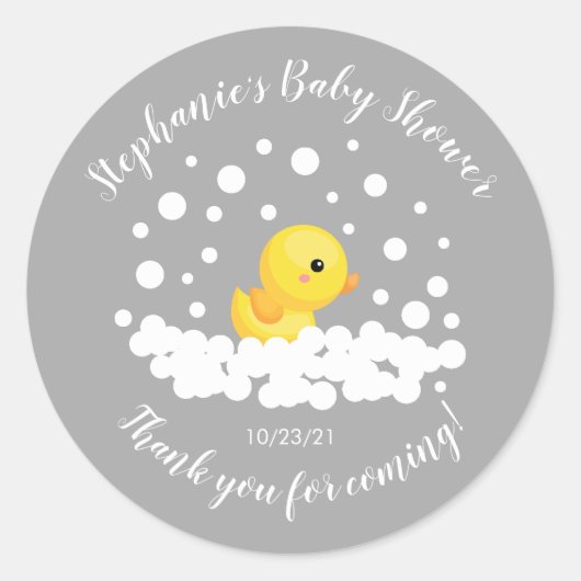 Schattige Rubber Duck Baby shower Favor Sticker (Voorkant)