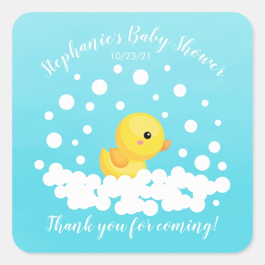 Schattige Rubber Duck Baby shower Favor Sticker (Voorkant)