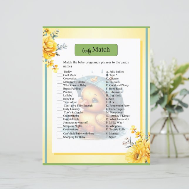 Schattige Rubber Duck Baby shower Snoep Match Game (Staand voorkant)