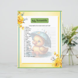 Schattige Rubber Duck Baby shower Word Scramble sp