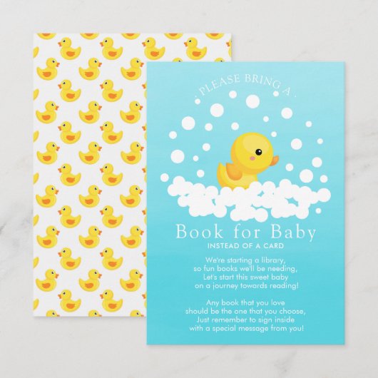 Schattige Rubber Duck Boek voor Baby Kaart (Voorkant / Achterkant)