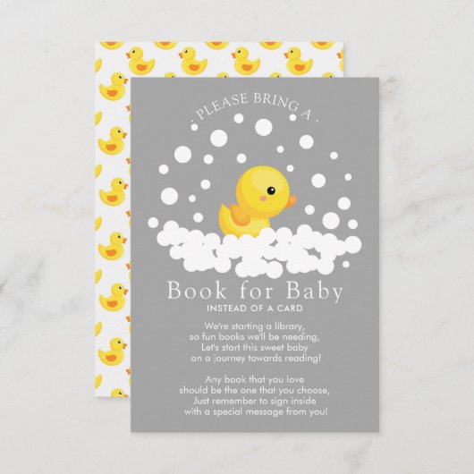 Schattige Rubber Duck Boek voor Baby Kaart (Voorkant / Achterkant)