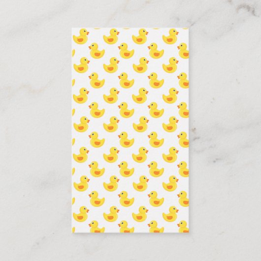 Schattige Rubber Duck Diaper Raffle Ticket Informatiekaartje (Achterkant)