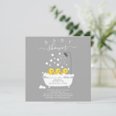 Schattige Rubber Duck Triplets Baby shower Kaart (Staand voorkant)