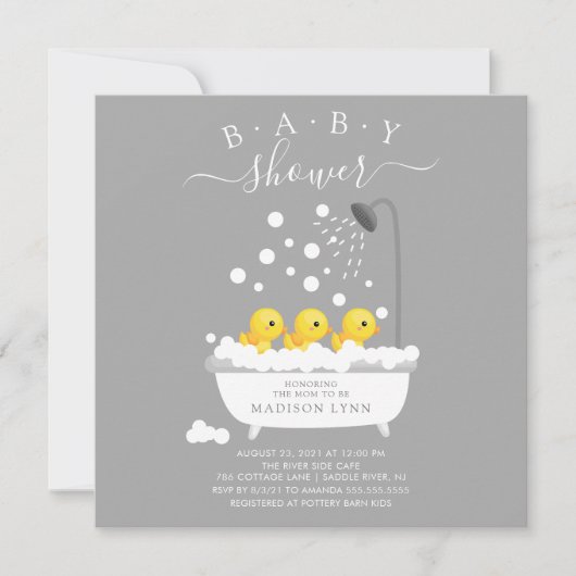 Schattige Rubber Duck Triplets Baby shower Kaart (Voorkant)