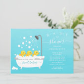 Schattige Rubber Duck Triplets Baby shower Kaart (Staand voorkant)