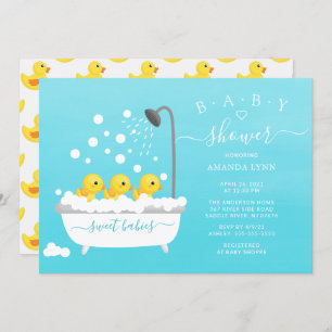 Schattige Rubber Duck Triplets Baby shower Kaart