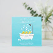 Schattige Rubber Duck Triplets Baby shower Kaart (Staand voorkant)