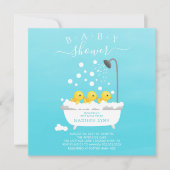 Schattige Rubber Duck Triplets Baby shower Kaart (Voorkant)