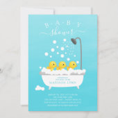 Schattige Rubber Duck Triplets Baby shower Uitnodi Kaart (Voorkant)