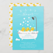 Schattige Rubber Duck Triplets Baby shower Uitnodi Kaart (Voorkant / Achterkant)