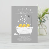 Schattige Rubber Duck Triplets Baby shower Uitnodi Kaart (Staand voorkant)