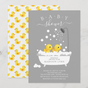Schattige Rubber Duck Twins Baby shower Invitation Kaart