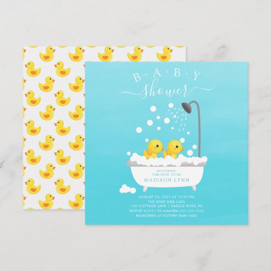 Schattige Rubber Duck Twins Baby shower Kaart (Voorkant / Achterkant)