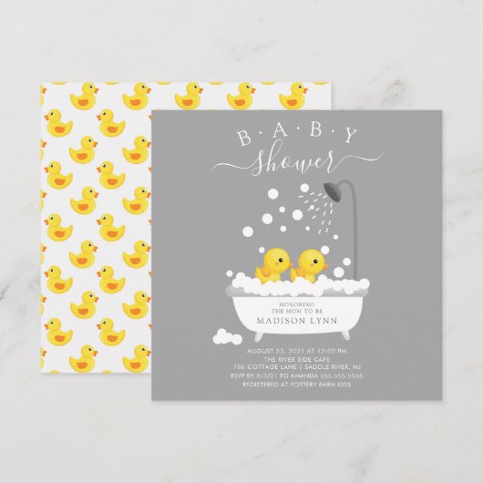 Schattige Rubber Duck Twins Baby shower Kaart (Voorkant / Achterkant)