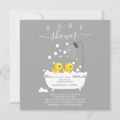 Schattige Rubber Duck Twins Baby shower Kaart (Voorkant)
