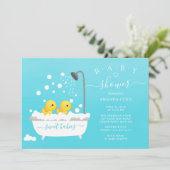 Schattige Rubber Duck Twins Baby shower Kaart (Staand voorkant)