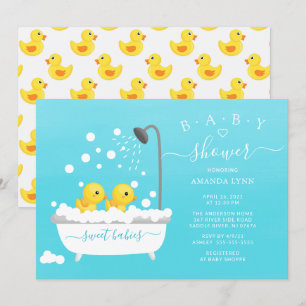 Schattige Rubber Duck Twins Baby shower Kaart