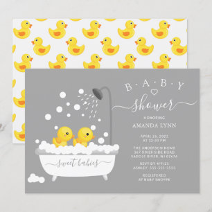 Schattige Rubber Duck Twins Baby shower Kaart