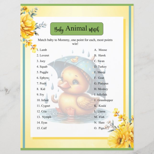 Schattige Rubber Ducky Baby shower Animal Match sp (Voorkant)