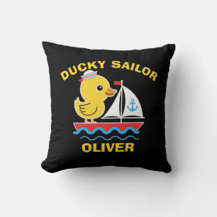 Schattige Rubber Eend Boot Eendje Zeiler Kussen