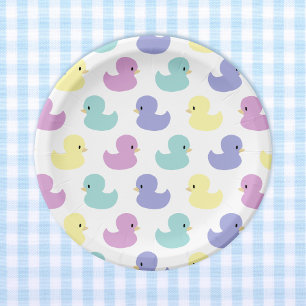 Schattige Rubber Eend Geslacht Neutrale Baby Showe Papieren Bordje