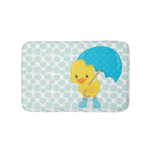 Schattige Rubber Eend op Blauwe Stippen Badmat