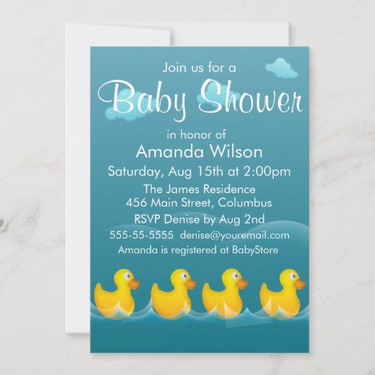 Schattige rubber eendenBaby shower Kaart (Voorkant)