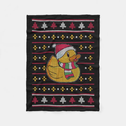 Schattige Rubber Eendje Kerstman Santa Claus Fleece Deken (Voorkant)