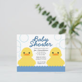 schattige rubberducky TWIN-BABY SHOWER Kaart (Staand voorkant)