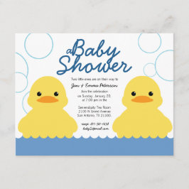 schattige rubberducky TWIN-BABY SHOWER Kaart