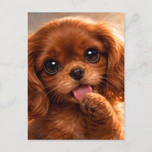 Schattige Ruby Cavalier Spaniel Briefkaart