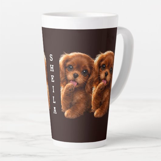 Schattige Ruby Cavalier Spaniel Latte Mok (Rechterhoek)