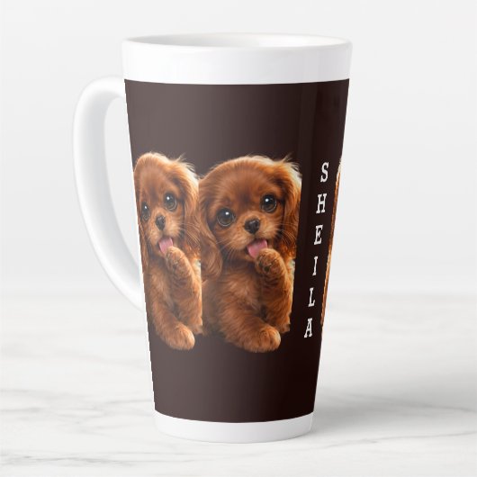 Schattige Ruby Cavalier Spaniel Latte Mok (Linkerhoek)