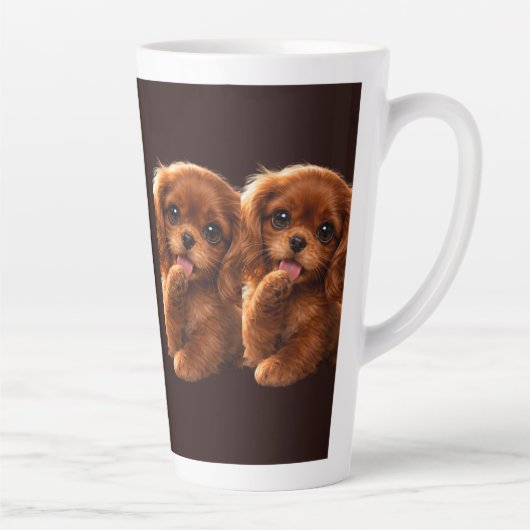 Schattige Ruby Cavalier Spaniel Latte Mok (Rechts)
