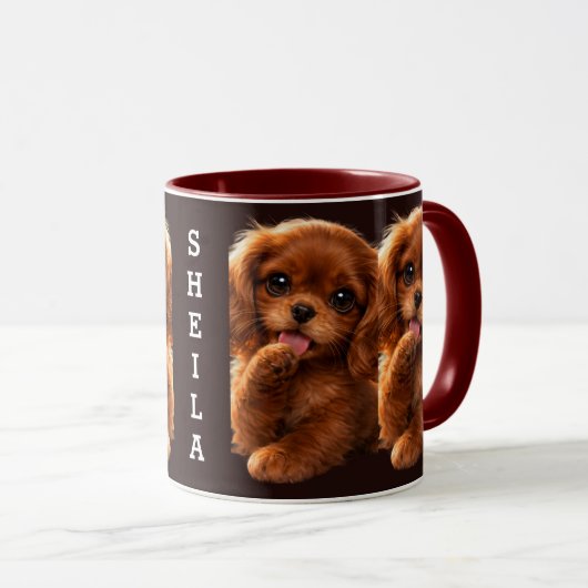 Schattige Ruby Cavalier Spaniel Mok (Voorkant rechts)