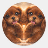 Schattige Ruby Cavalier Spaniel Ronde Sticker (Voorkant)