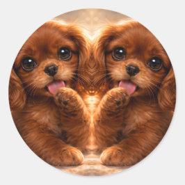 Schattige Ruby Cavalier Spaniel Ronde Sticker