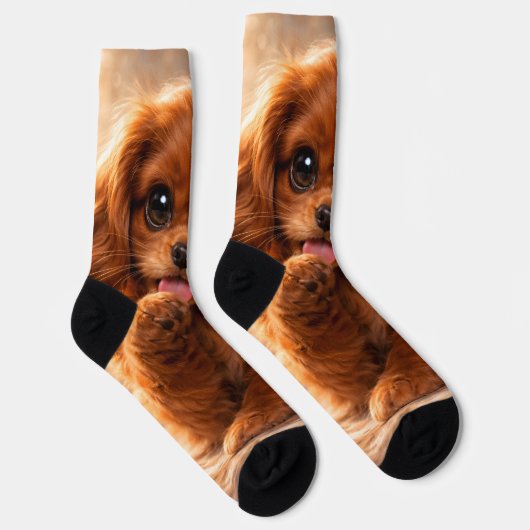 Schattige Ruby Cavalier Spaniel Sokken (Rechts)